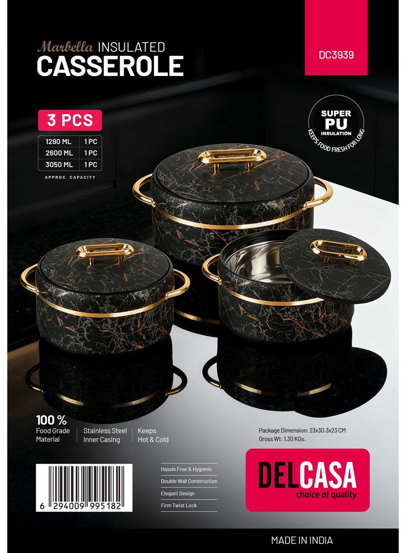 Delcasa Marbella 3-Piece Insulated Casserole Set with Stainless Steel Inner